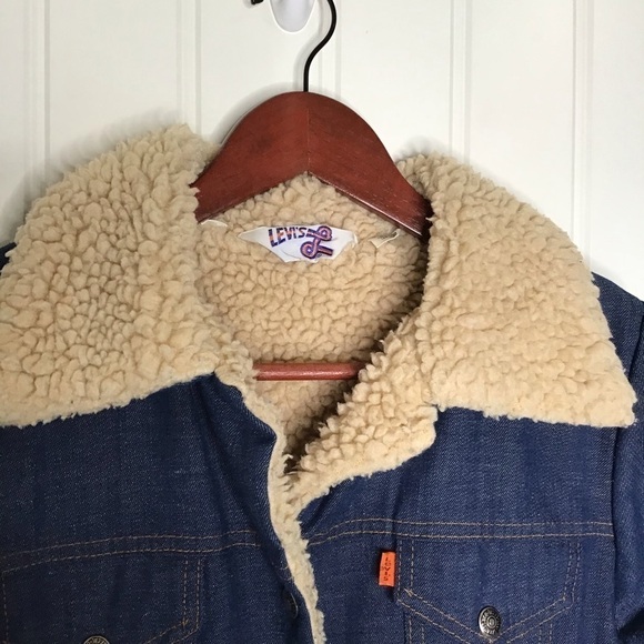 Vintage 70’s Levi’s Orange Tab Sherpa Lined Dark Blue Denim Jacket. - Picture 3 of 16
